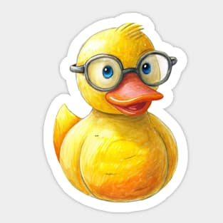 Cute Rubber Duck Wearing Glasses Sticker